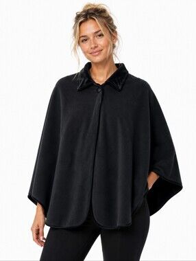 NWT Christie Brooks Black Women's Or Teen Girl Fleece Collared Cape